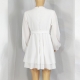 Deep V-neck Long Sleeve Dress Lace Up Pleated Waist Mini Skirt