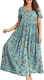Short Sleeves Maxi Long Pleated Skirt Casual Loose Floral Dress