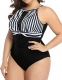 Women's Sexy One Piece Conservative Swimsuit Lace Ruched Plus Size Swimwear