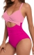 One Piece Swimsuit Mixed Color Sexy Hollow Out Cross Strap Bathing Suit for Women