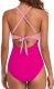 One Piece Swimsuit Mixed Color Sexy Hollow Out Cross Strap Bathing Suit for Women
