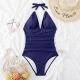One Piece Swimsuit Conservative Hanging Neck Backless Swimwear