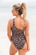 Spliced Mesh One Piece Swimsuit for Women Thin Straps and Sloping Shoulder Bathing Suit