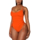 One Piece Swimsuit Sexy Pleated Suspender Bathing Suit for Women