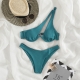 Oblique Shoulder Bikini Solid Color One Shoulder Women's Open Back Split Swimsuit
