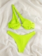 Oblique Shoulder Bikini Solid Color One Shoulder Women's Open Back Split Swimsuit