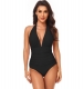 Solid Color One Piece Swimsuit Pleated Hanging Neck Bathing Suit