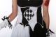 Halloween evil women wear black and white clown costumes