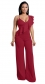 Ruffle and Halter Style Wide Legs  Party Jumpsuit 